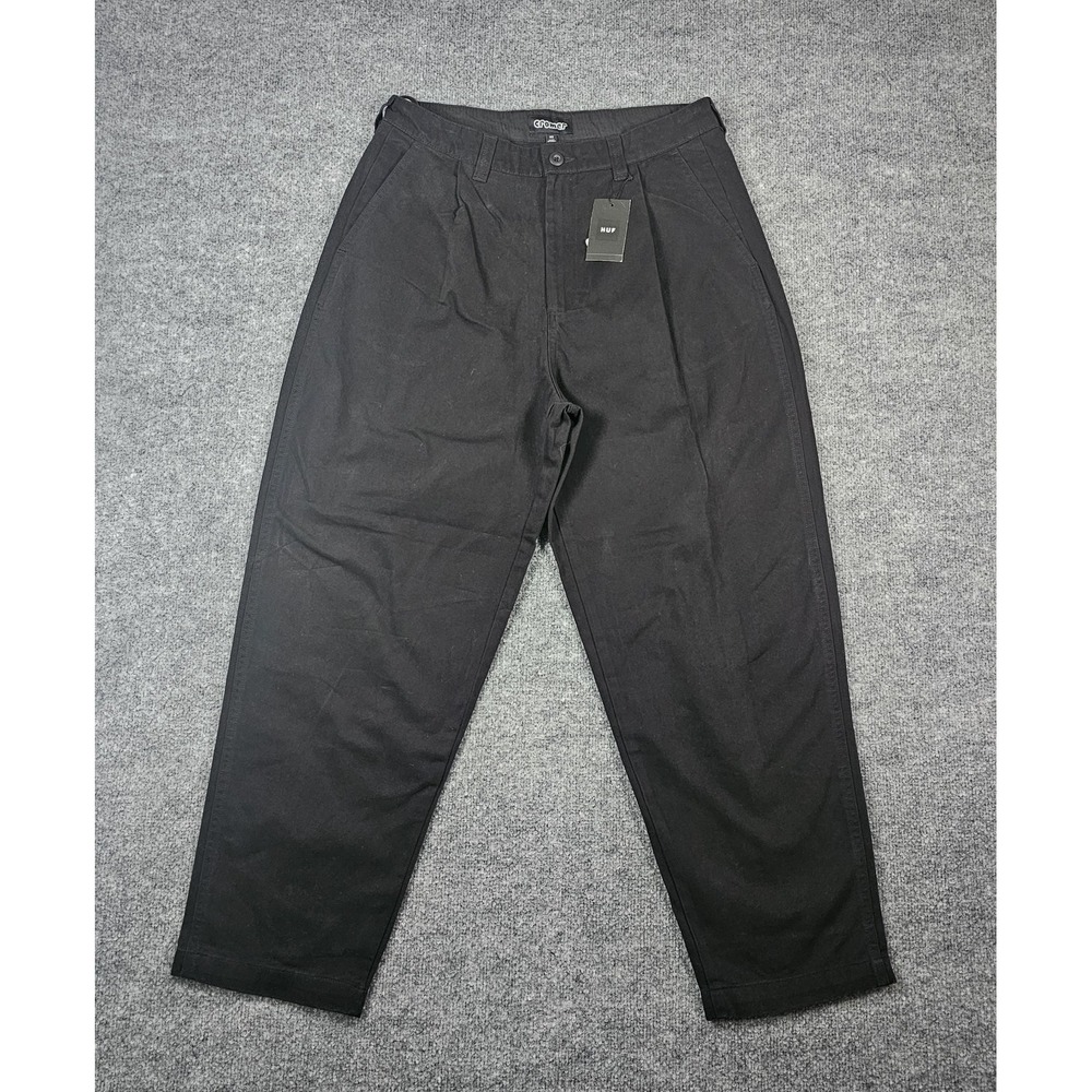 HUF Cromer Trouser Pants Men's Size 32 Black Wide Leg Skateboarding Soft Brushed - Picture 2 of 6